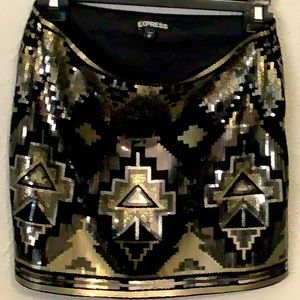 Express Black and Gold Sequin Skirt